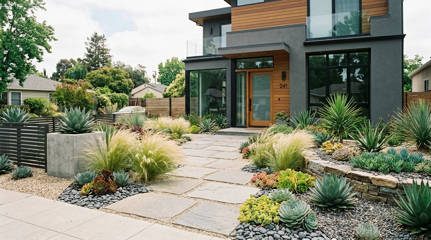 Succulent-Focused Entry Planting
